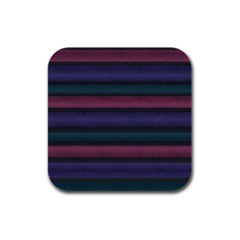 Stripes Pink Purple Teal Grey Rubber Square Coaster (4 pack) 