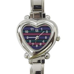 Stripes Pink Purple Teal Grey Heart Italian Charm Watch