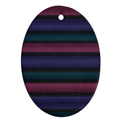 Stripes Pink Purple Teal Grey Oval Ornament (Two Sides)