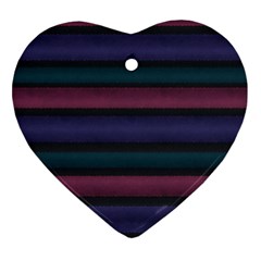 Stripes Pink Purple Teal Grey Heart Ornament (Two Sides)