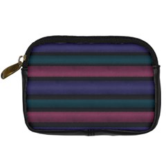 Stripes Pink Purple Teal Grey Digital Camera Leather Case