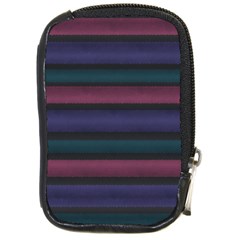 Stripes Pink Purple Teal Grey Compact Camera Leather Case