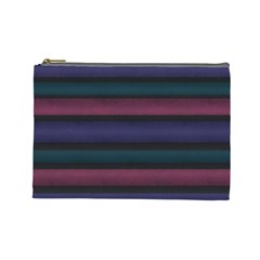 Stripes Pink Purple Teal Grey Cosmetic Bag (large) by BrightVibesDesign