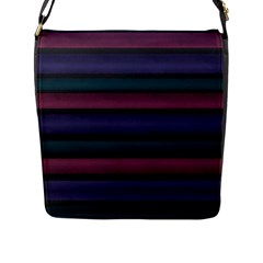 Stripes Pink Purple Teal Grey Flap Closure Messenger Bag (L)