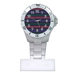 Stripes Pink Purple Teal Grey Plastic Nurses Watch