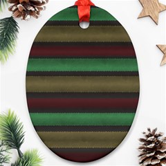 Stripes Green Red Yellow Grey Ornament (oval) by BrightVibesDesign