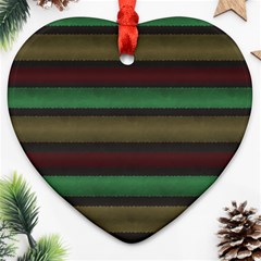 Stripes Green Red Yellow Grey Ornament (Heart)