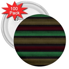 Stripes Green Red Yellow Grey 3  Buttons (100 Pack)  by BrightVibesDesign