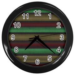 Stripes Green Red Yellow Grey Wall Clock (Black)