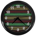 Stripes Green Red Yellow Grey Wall Clock (Black) Front