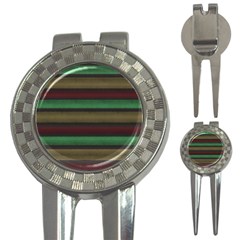 Stripes Green Red Yellow Grey 3-in-1 Golf Divots