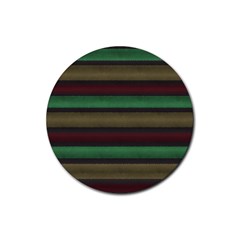 Stripes Green Red Yellow Grey Rubber Round Coaster (4 Pack)  by BrightVibesDesign