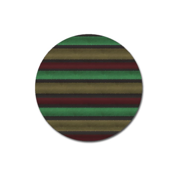 Stripes Green Red Yellow Grey Magnet 3  (Round)