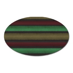 Stripes Green Red Yellow Grey Oval Magnet by BrightVibesDesign