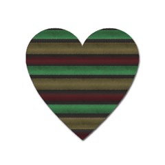 Stripes Green Red Yellow Grey Heart Magnet by BrightVibesDesign