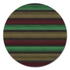 Stripes Green Red Yellow Grey Magnet 5  (Round)