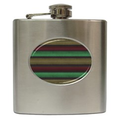 Stripes Green Red Yellow Grey Hip Flask (6 oz)