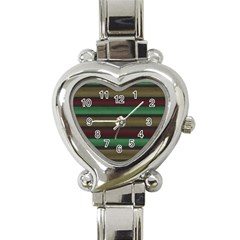 Stripes Green Red Yellow Grey Heart Italian Charm Watch