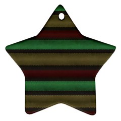 Stripes Green Red Yellow Grey Star Ornament (two Sides) by BrightVibesDesign