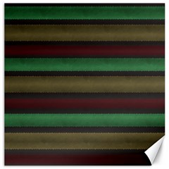 Stripes Green Red Yellow Grey Canvas 12  x 12 