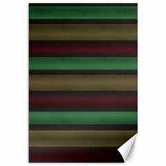 Stripes Green Red Yellow Grey Canvas 12  x 18 