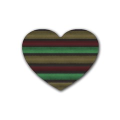 Stripes Green Red Yellow Grey Rubber Coaster (Heart) 