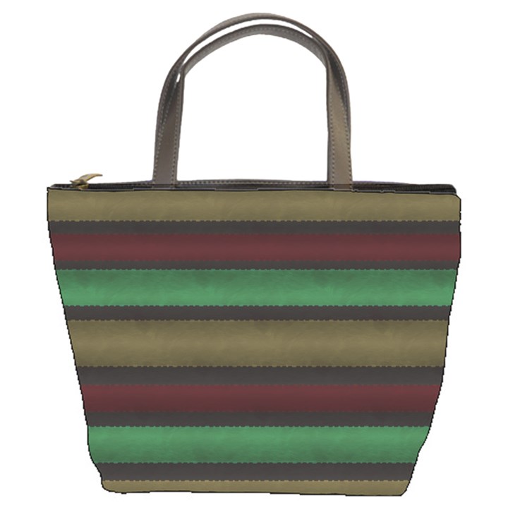 Stripes Green Red Yellow Grey Bucket Bag