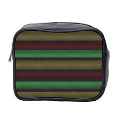 Stripes Green Red Yellow Grey Mini Toiletries Bag (Two Sides)