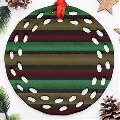 Stripes Green Red Yellow Grey Ornament (Round Filigree)