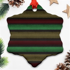 Stripes Green Red Yellow Grey Ornament (snowflake)