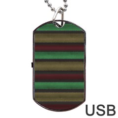 Stripes Green Red Yellow Grey Dog Tag Usb Flash (two Sides) by BrightVibesDesign