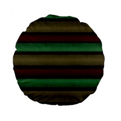 Stripes Green Red Yellow Grey Standard 15  Premium Round Cushions