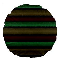 Stripes Green Red Yellow Grey Large 18  Premium Round Cushions