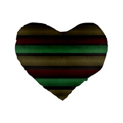 Stripes Green Red Yellow Grey Standard 16  Premium Heart Shape Cushions