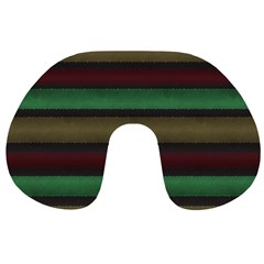 Stripes Green Red Yellow Grey Travel Neck Pillows by BrightVibesDesign