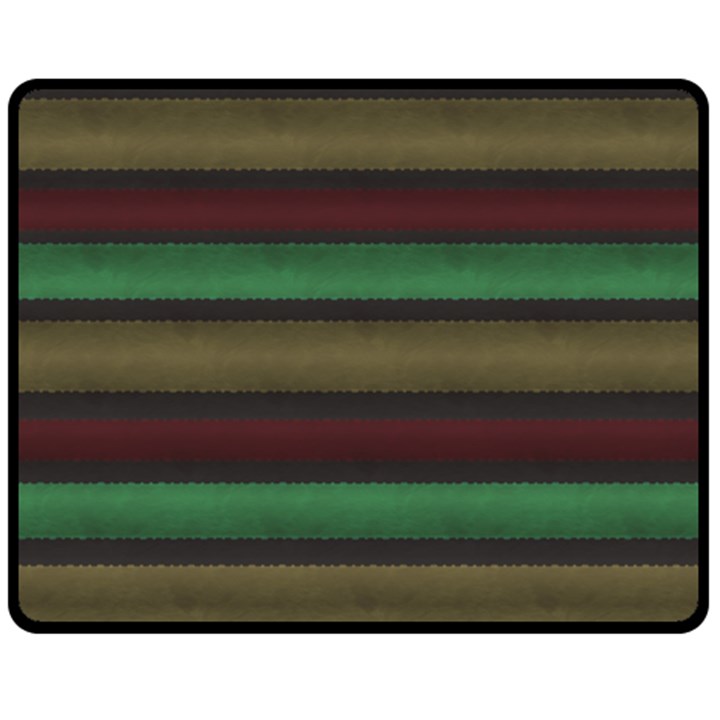 Stripes Green Red Yellow Grey Double Sided Fleece Blanket (Medium) 