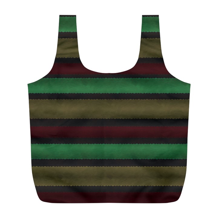 Stripes Green Red Yellow Grey Full Print Recycle Bag (L)