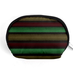 Stripes Green Red Yellow Grey Accessory Pouch (medium) by BrightVibesDesign