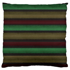 Stripes Green Red Yellow Grey Large Flano Cushion Case (Two Sides)