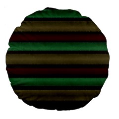 Stripes Green Red Yellow Grey Large 18  Premium Flano Round Cushions