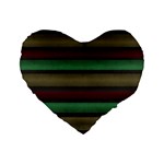 Stripes Green Red Yellow Grey Standard 16  Premium Flano Heart Shape Cushions Front