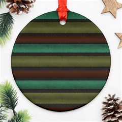 Stripes Green Yellow Brown Grey Ornament (round) by BrightVibesDesign