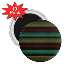 Stripes Green Yellow Brown Grey 2 25  Magnets (10 Pack)  by BrightVibesDesign