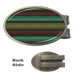 Stripes Green Yellow Brown Grey Money Clips (oval)  by BrightVibesDesign