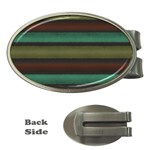 Stripes Green Yellow Brown Grey Money Clips (Oval)  Front