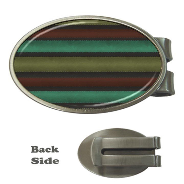 Stripes Green Yellow Brown Grey Money Clips (Oval) 