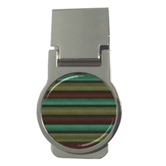 Stripes Green Yellow Brown Grey Money Clips (round)  by BrightVibesDesign