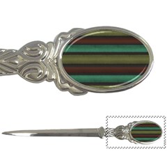 Stripes Green Yellow Brown Grey Letter Opener by BrightVibesDesign