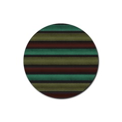 Stripes Green Yellow Brown Grey Rubber Round Coaster (4 Pack)  by BrightVibesDesign