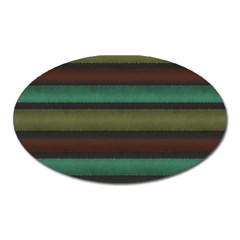 Stripes Green Yellow Brown Grey Oval Magnet by BrightVibesDesign